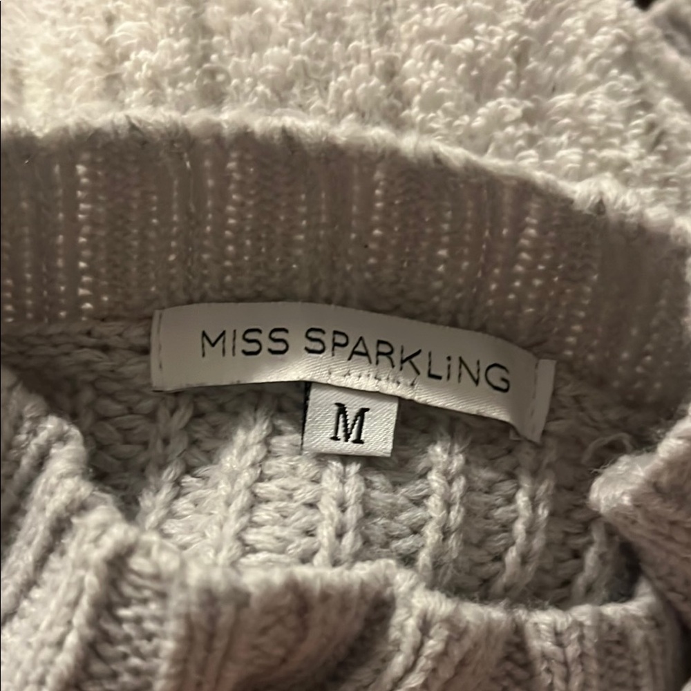 Gray Ribbed Knit Crew Neck Sweater - Picture 2 of 2
